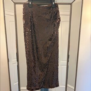 LOFT Sequin Maxi Skirt - Dark Brown